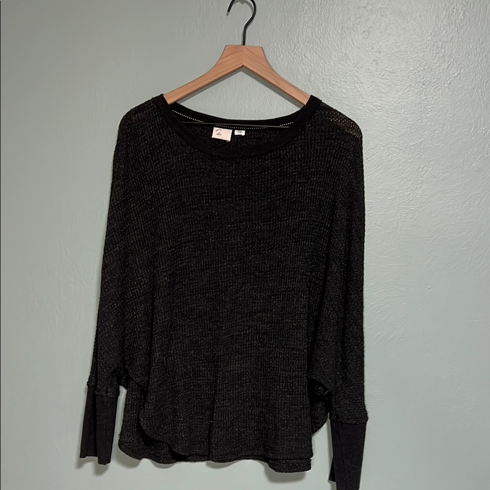 Anthropologie Black Long Sleeve Knit Top